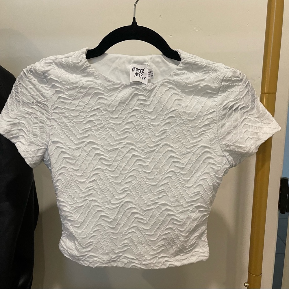 White textured print Princess Polly crop top